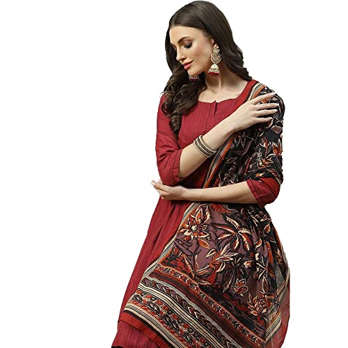Image of BIBA Women Cotton Straight Kurta Palazzo Suit Set