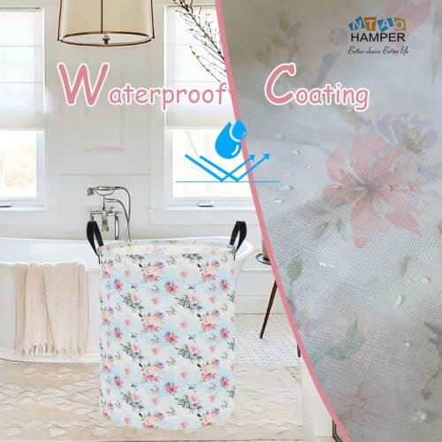 Image of NTAOHAMPER Laundry Hamper,Laundry Basket,Baby Nursery Hamper,Waterproof Storage Bin,Clothes Organizer Basket,Room Decor(Blue Retro Flower)