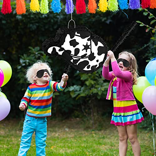 Jexine Cowgirl Hat Pinata Bundle With A Blindfold And Bat Birthday Pinata Pinatas For Western Cowboy Theme Birthday Party Decors Party Favors Photo Prop Candy Holder Party Supplies (Cow Print) #TOP4