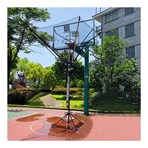 Floor Standing Basketball Return Net, Portable Shot Trainer Rebounder System, for Traditional Pole/Wall Mounted Hoops, Adjustable Height Range 8.2-10.2ft