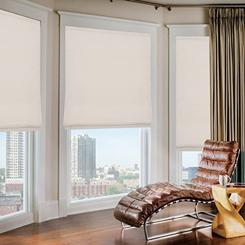 Cordless Roman Window Shades, Beige White Premium Blackout Window Roman Shades, Custom Washable Fabric Roman Blinds For Windows, Doors, French Doors, Kitchen Windows #TOP2