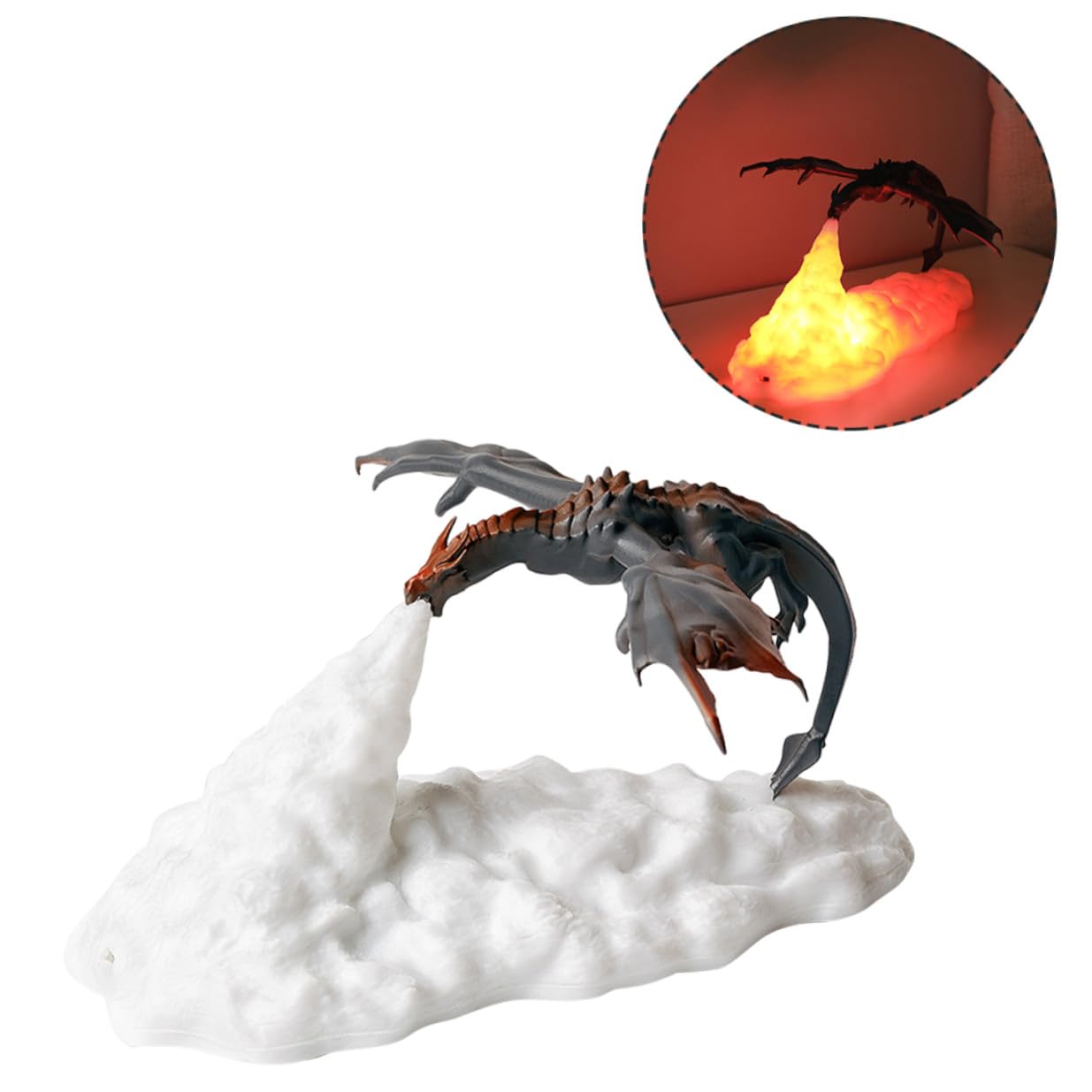 Yardenfun Veilleuse Dinosaure LED Décorative Dragon de Feu Rechargeable USB Lumière Douce pour Chambre Garçon Fille Ambiance Chaleureuse