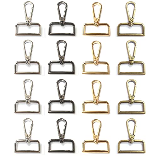 Brateuanoii 16 Piezas Mosqueton Llavero, Giratorio Gancho Hebilla, Giratorio con Anillos en D, Giratorio 360°, para Correas...