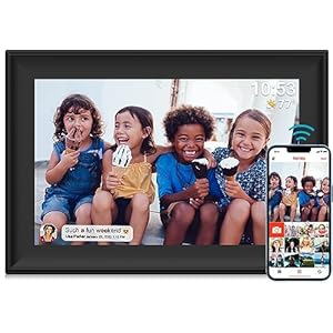 Digital Photo Frame, WiFi 10.1 Inch Digital Picture Frame Built in 32GB Storage Motion Sensor Auto-Rotation Use SD Card/USB Driver, 1280×800 Touch Screen, Share Moments Instantly via Frameo App