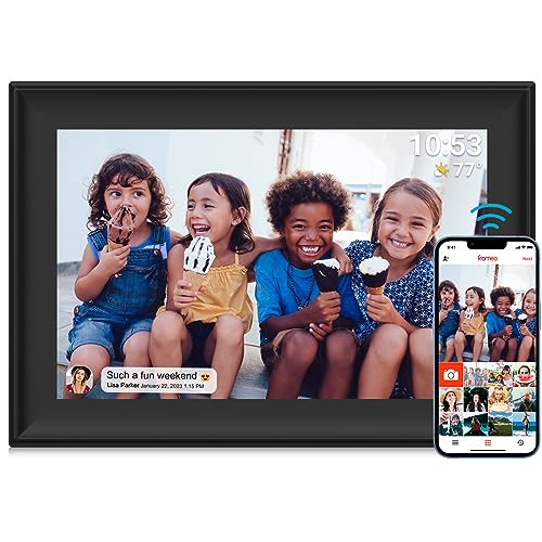 Digital Photo Frame, WiFi 10.1 Inch Digital Picture Frame Built in 32GB Storage Motion Sensor Auto-Rotation Use SD Card/USB Driver, 1280×800 Touch Screen, Share Moments Instantly via Frameo App