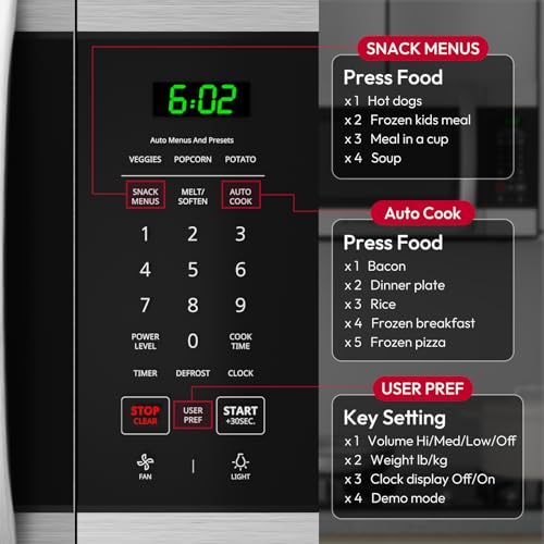 Image of 30 inch Over the Range Microwave Oven, ThermoMate 1.7 Cu. Ft Capacity Microwave Over the Stove with One Touch, 1000 Cooking Watts, 300 CFM Venting, 2-Level Cooktop Light, Stainless Steel