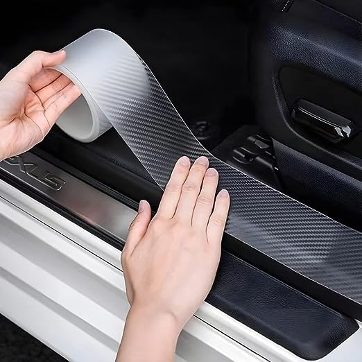 VAIDUE Carbon Fibre Car Scratch Tape|5Cm *500Cm High Gloss Anti Scratch White Carbon Fiber Tape|Anti Scratch Edge Guard|Waterproof Car Seal Strip Door Step For Car Decoration And Protection Tape