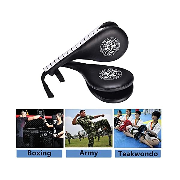 Taekwondo-Kick-Pads-Target-Durable-TKD-Kicking-Targets-Training-Paddles-Double-Strike-Pads-for-Kickboxing-and-Karate-Training-Striking-Pads-Black2-PCS Taekwondo Kick Pads, Target Durable TKD Kicking Targets Training Paddles, Double Strike Pads for Kickboxing and Karate Training Striking Pads (Black,2 PCS)