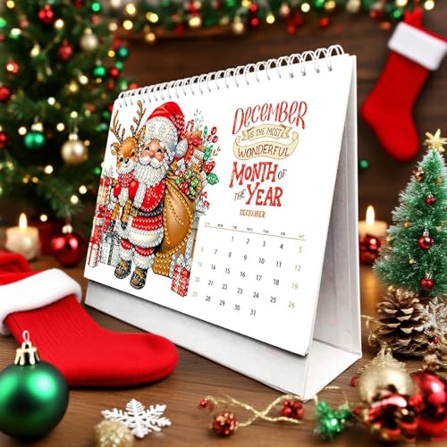 Calendrier de table 2026 avec strass brillants pour planificateur de bureau