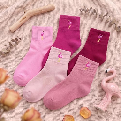 Image of Eurzom 10 Pairs Socks Womens Crew Elastic Ankle Length Cotton Socks Aesthetic Cute Lightweight Low Cut Gifts for Women