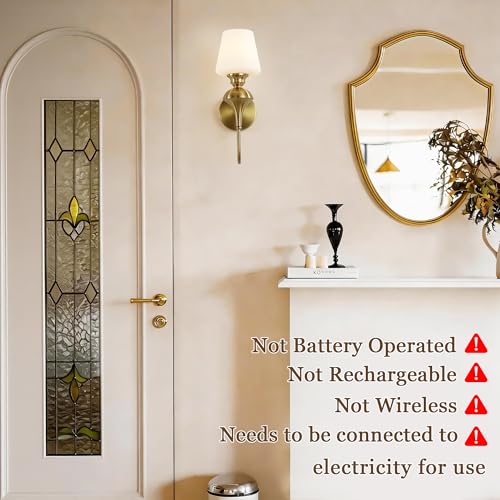 Image of LASENCHOO Modern Gold Wall Sconce, 1-Pack Antique Brass Wall Light Fixtures with Glass Shade, Vintage Sconces Wall Lighting Single Wall Mounted Lamp for Bedroom Living Room Bathroom Vanity Light