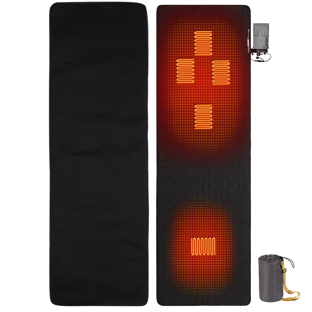 Tappeto a Pelo Riscaldato Esterno Ricaricabile USB Riscaldamento Rapido 3 Livelli di Calore Isolamento Materasso a Pelo Riscaldante Campeggio con Borsa di Immagazzinaggio Materassi