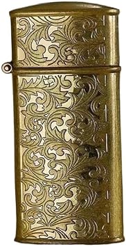 Vintage Trench Kerosene Lighter, Three-Dimensional Relief Appearance Classic Soft Flame Refillable Cool Lighter Suitable for Collection Decoration MenS GiftsBrass