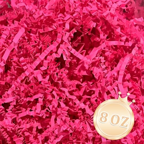 Image of Zankubom 1 /2LB Hot Pink Crinkle Cut Paper Shred Filler Great for Gift Wrapping, Basket Fillers, Birthday, Gift Wrapping, Anniversary, Halloween Thanksgiving Christmas Party Decor Filling Supplies