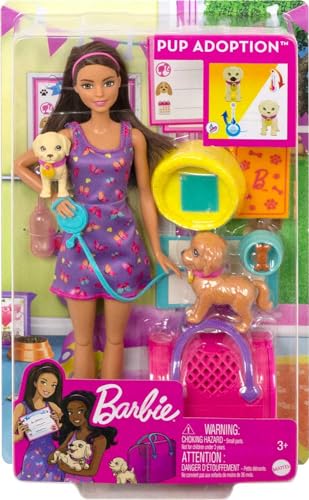 Barbie Conjunto de Brinquedo Adota um Cachorrinho Loira