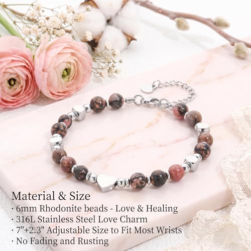 Image of Graduation & Back to School Gifts for Girls, Natural Stone Beaded Bracelet with Inspirational Quote Card, Jewelry for Daughter Granddaughter Niece Student