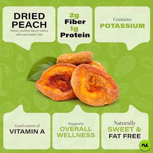 Image of NUT CRAVINGS - Dried California Peaches, No Sugar Added, Unsweetened (80oz, 5 LB) Sweet Healthy Snack, Vegan, Kosher, Resealable Bag (Pack of 2)