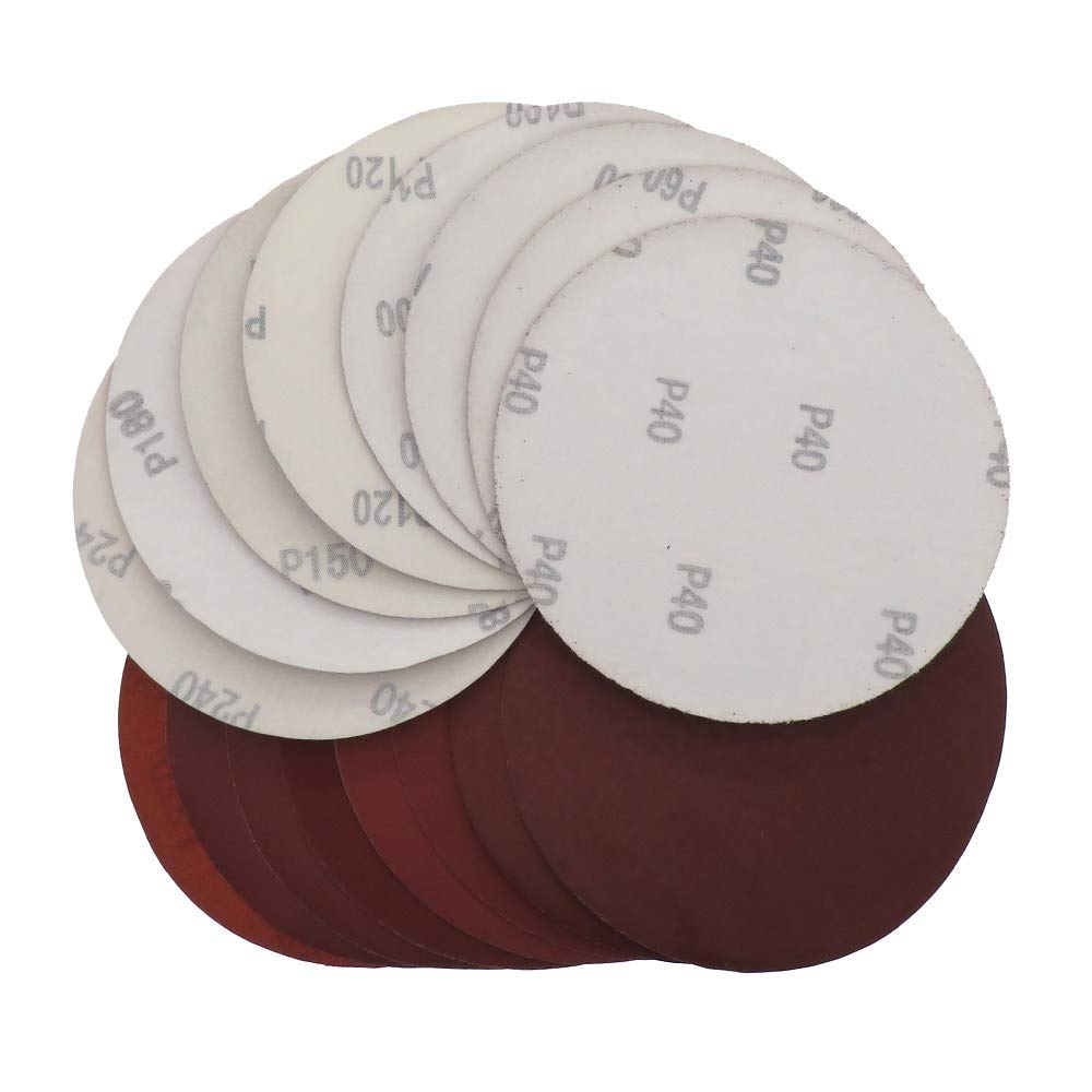 20pcs 6 pulgadas 150 mm Redondo Red Papel de lija Disco Hojas de arena Grano 40-2000 Disco de lijado de bucle de gancho Autoadhesivo para lijadoras, como se muestra, 80