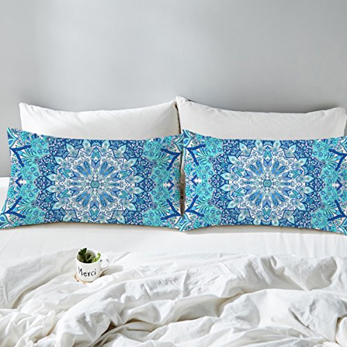 Koongso Boho Mandala Pillow Cases 2 Pieces Floral Paisley Pattern Printed Pillowcases Indian Hippie Themed Square Bedclothes #TOP1