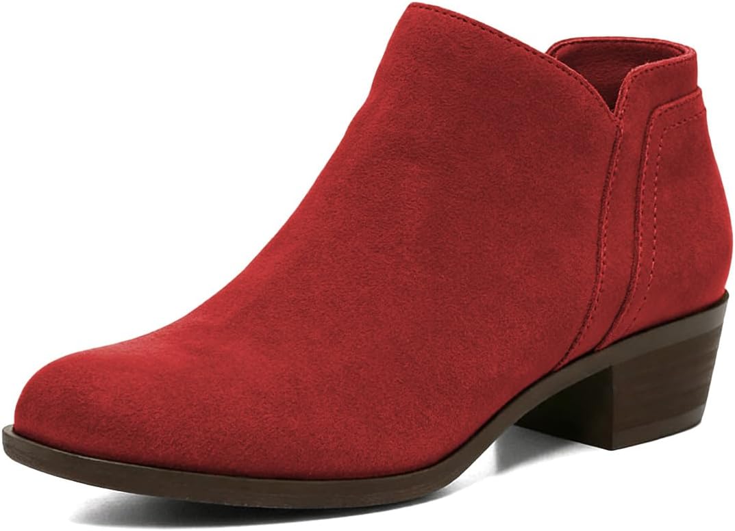 Women Chic Closed Toe Low Chunky Heel Ankle Boots Smooth Side Zipper Short Booties Fashion Working Dress Shoe Size 4-16 US