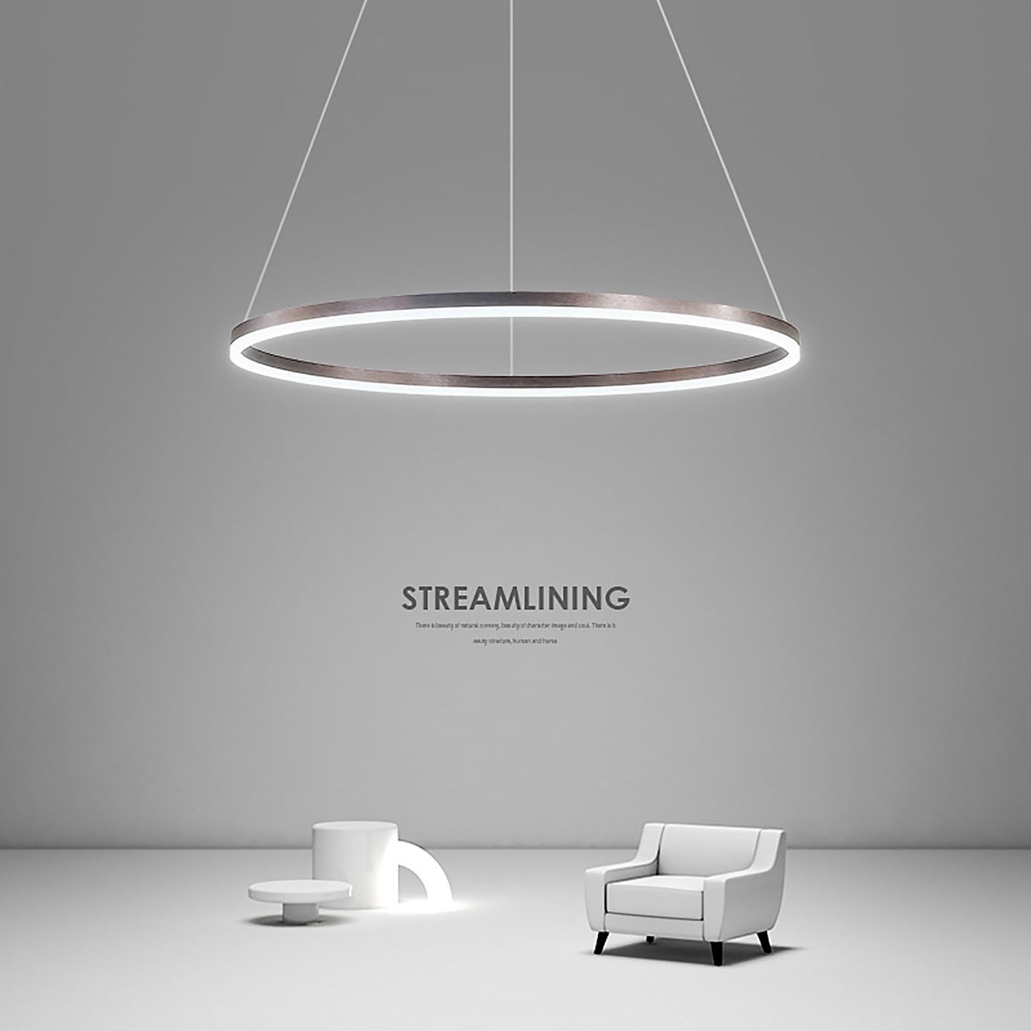 Lampa Wisząca Nowoczesny Stół Jadalny LED Światło Wiszące Pierścień Ze Zdalnym Sterowaniem Oświetleniem Ściemnialna Lampa Restauracyjna Regulowana Wysokość Dla Salonu Kuchnia Żyrandol (Size : Brown 6