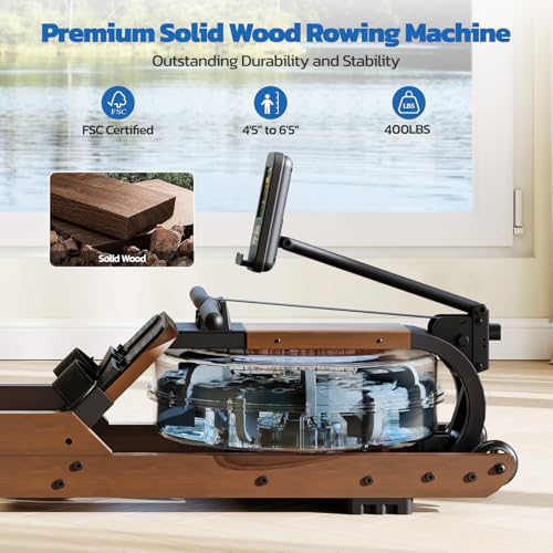Image of Dripex Water Rowing Machines for Home, Foldable Row Machine with 400LBS Weight Capacity, Rower Machine with Dedicated LCD Monitor, Comfortable Seat, Bluetooth App Compatible for Home Gym Exercise