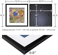 Vista 6 de Marco de fotos negro de 15 x 15 pulgadas para montaje en pared de fotos de 11 x 11 pulgadas, 1 unidad