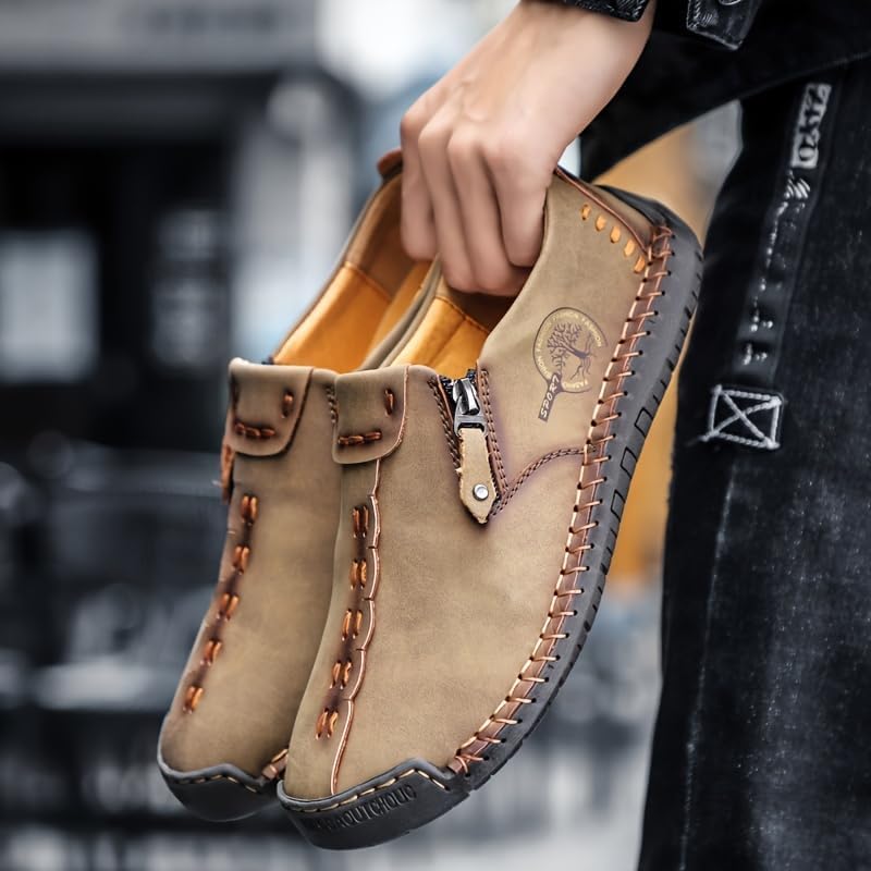 Men's Side Zipper Loafers – Comfortable Non-Slip Leather Casual Shoes for Spring and Summer, Perfect for Outdoor Walking & Everyday Wear2