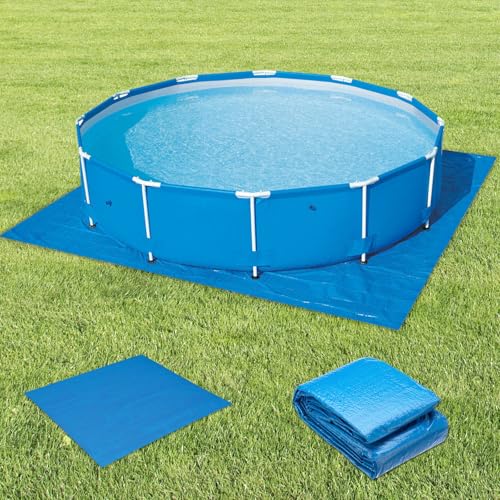 Mineup Rectangle Pool Ground Cloth, 335 * 335CM Foldable Swimming Pool Floor Protector, Waterproof Square Swim Pool Mat, Ground Sheet Paddling Pool Protective Mat for Frame Pool, Above Ground Pools