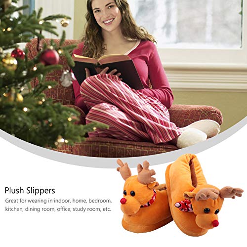 Pantufa de Natal KesYOO de pelúcia com alce aconchegante para o inverno para adultos, casal, calçado