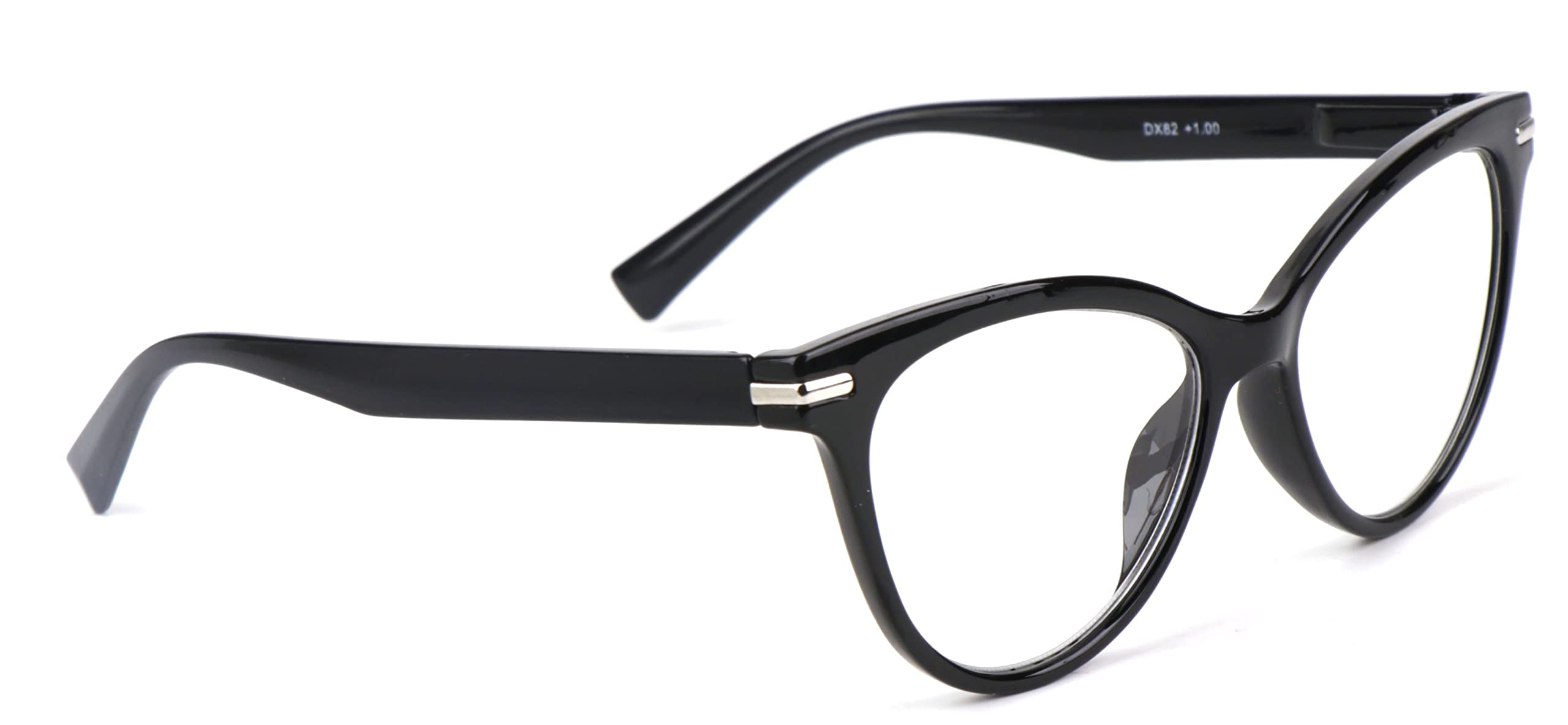Fads & Fashions Women's Black Cat Eye Stylish Retro Womans Reading Glasses Spring Hinges In 3 Colours Dx82 (, 3.0, Diopters)