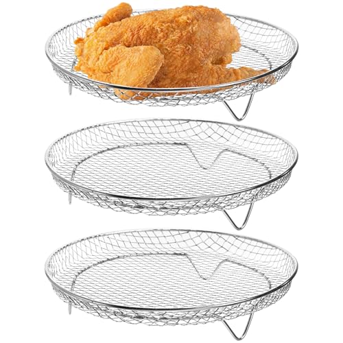 Elsjoy 3‑Pack 8‑Inch Stainless Steel Air Fryer Racks