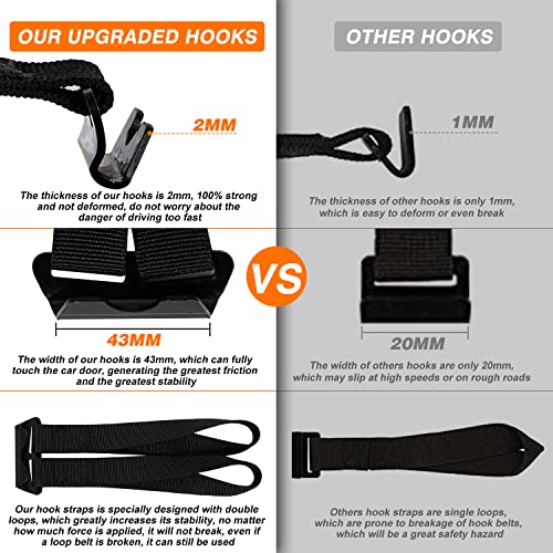 Cargo Tie Down Door Hook Straps, Two Loops Roof Rack Straps Kits Universal For Car Roof Bag, 6 Straps Compatible With Most Car Top Luggage, Waterproof, More Solid, Registered Patent #TOP4