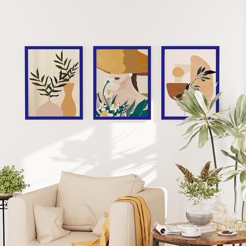decorUhome 11x14 Picture Frame Set of 10, Display Photos 8x10 with Mat or 11x14 Unmatted for Picture Frames Collage Wall Decor, Royal Blue