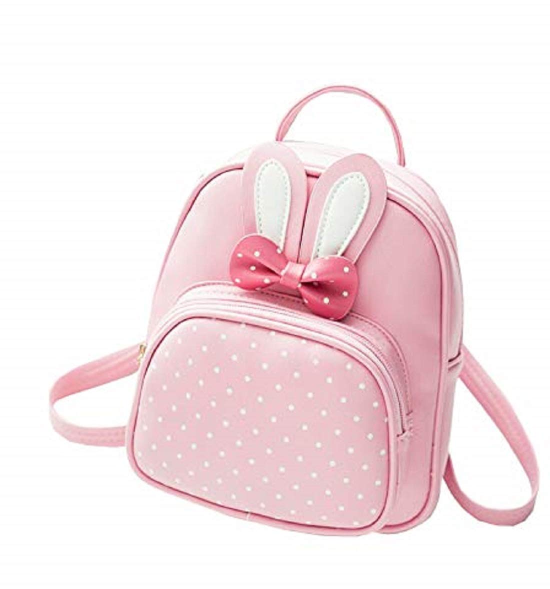 EESKY Women's PU Leather Polka Dot Bow Mini Bunny Cute Backpack (Pink, Small)
