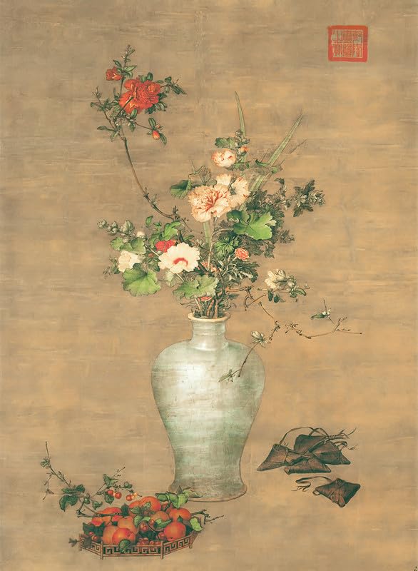 Bristlegrass Jigsaw Puzzle - 1000 Piece Jigsaw Puzzles for Adults, Family Game - Chinese Qing Dynasty Old Master Giuseppe Castiglione Masterpieces Art Flower Vase Birthday Christmas Puzzle(1000pcs) — image 1