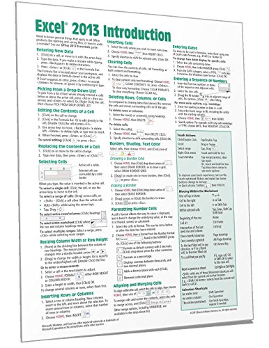 Microsoft Excel 2013 Introduction Quick Reference Guide (Cheat Sheet of Instructions, Tips & Shortcuts - Laminated Card)