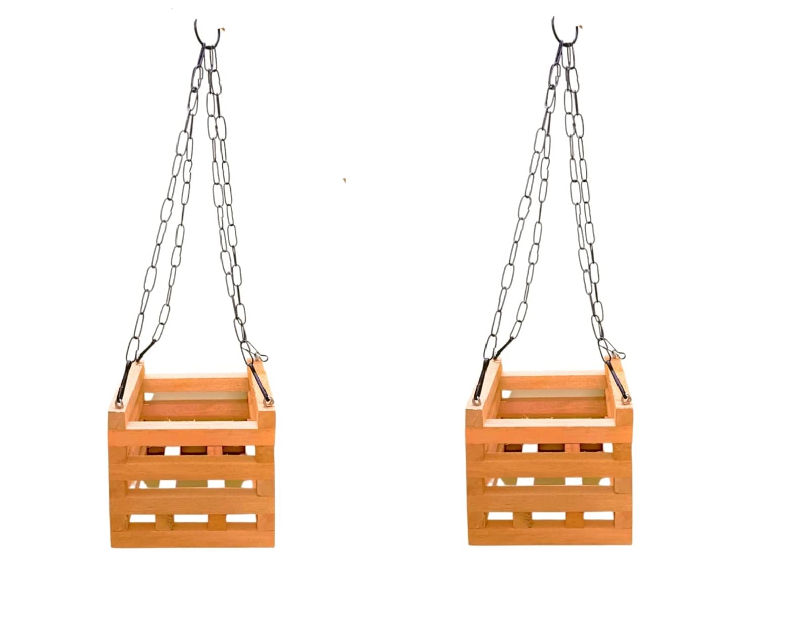 BANRUJJEDER ORCHID BAGAN PRIVATE LIMITED Vanda Basket - Wood Hanging Planter with Metal Hanger, Pack of 2 (Beige, 6 Inch) (B09PMDG8JF) Amazon Price History, Amazon Price Tracker