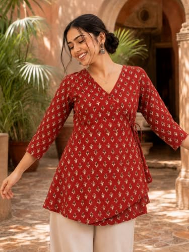 Image of feranoid Women Cotton Angrakha Kurti