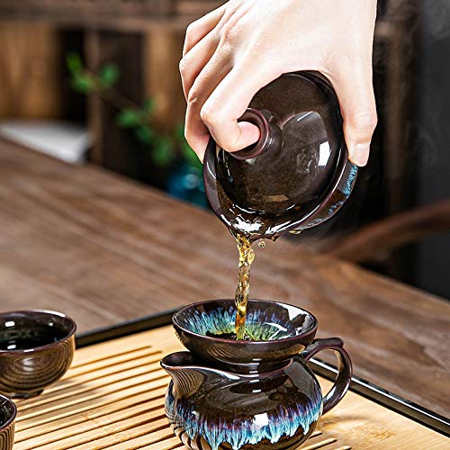 FCYIXIA Juego de té de Viaje Cerámica Esmalte de cerámica Tetera Taza de té Gaiwan Porcelana Teteras Ketteras Juegos de… - Imagen 4
