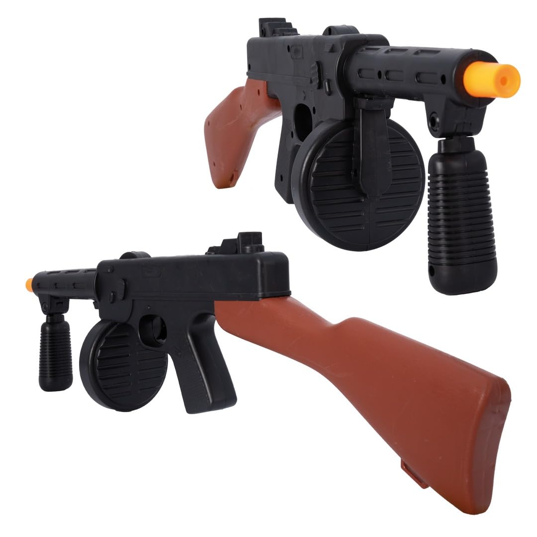 P'TIT CLOWN - Mitraillette Factice en Plastique - Accessoire Déguisement Braqueur, Gangster - Idéale pour Carnaval, Halloween, Cosplay, Fêtes Costumées (Mitraillette de Gangster - 50 cm)