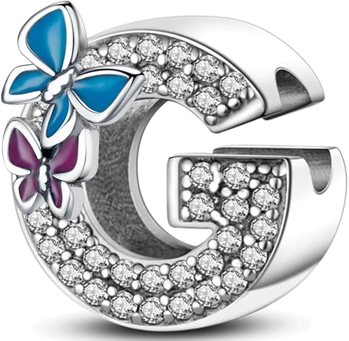FLUFLO Charm Anhänger Damen Buchstabe A-Z für Armband 925 Sterling Silber Charms Beads passend für Pandora Armband und Halskette, Kompatibel mit Europäischen Armbänder für Frauen Mädchen XAD