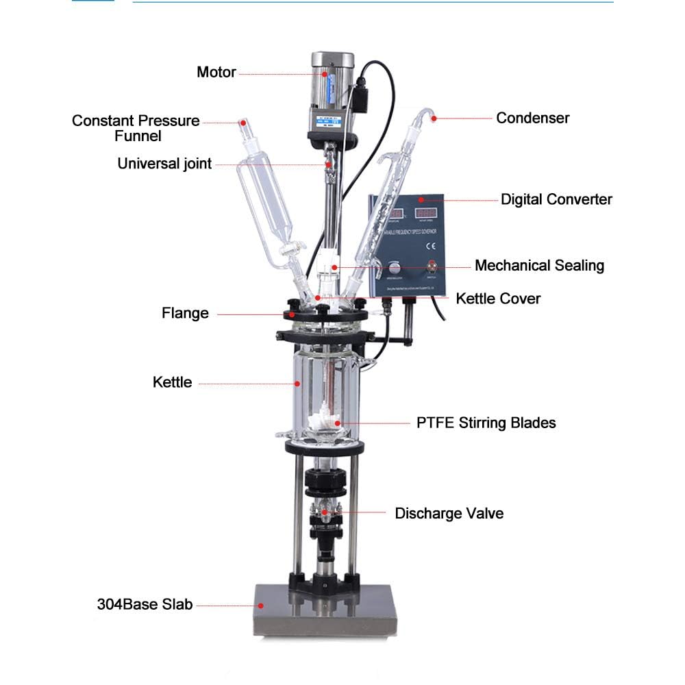 Chemilabor - Reacciones químicas Reacciones Químicas Doble Capa Cylindrical 1L Glass Jacket Type Reactor Chemical Reaction Unit