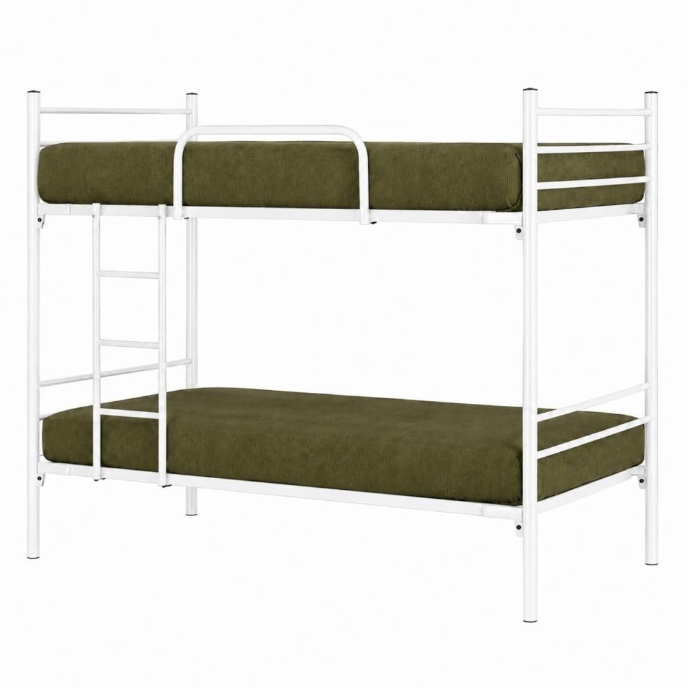 Litera Metálica Luna 80x190 | Estructura Reforzada con Somier de Lamas | Blanco | Adultos y Niños | Sin Cama Supletoria