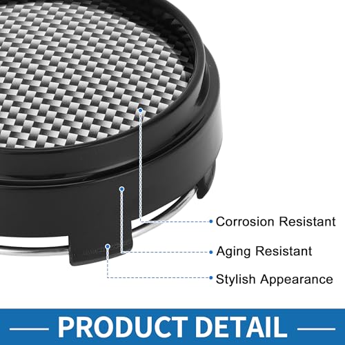 Cache-moyeux plastique noir à motif progressif carbone diamètre 66 mm