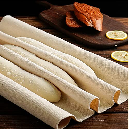 BUZIFU Tela de Lino para Masa Pan, Panadero Lino para Hacer Baguettes y Panes, Tela Panadero, Paño Panadero, Rápida Fermentación de la Masa, Tamaño 90cm x 60cm, De Color Crema