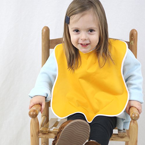 Toppy Toddler Large Waterproof Baby Bibs. Snap Buttons. Bib Easily Wipes Clean. Boys and Girls Gift Set 4-Pack (18-48 Months)