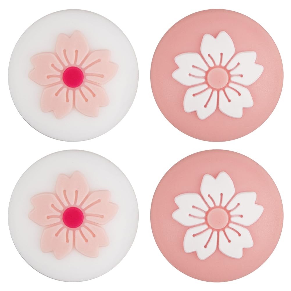 GORGECRAFT 4pz 2 Estilos de Silicona Joycon Tapas de Agarre para Pulgar Lindo Kawaii Suave Flor Redonda Palanca de Mando Palanca de Mando Basculante Cubierta de Repuesto Compatible con Interruptor