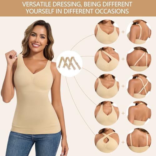 Image of JOYSHAPER Shapewear Camisole with Built in Bra Compression Halter Tops for Women Tummy Control Shapewear Tank Top Padded Bras