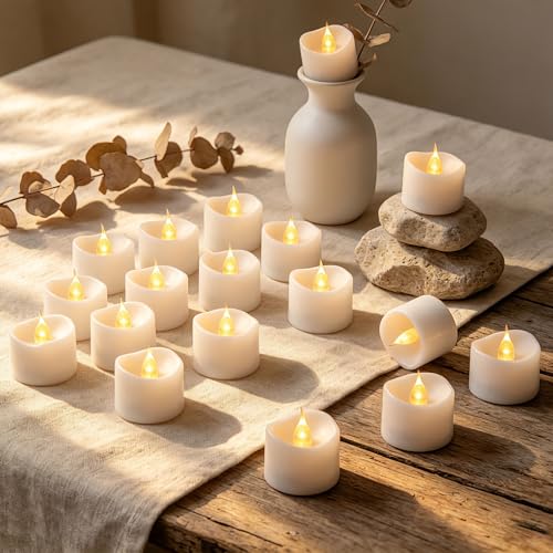 24 Pièces Set Bougies LED Thé, Batterie Incluse CR2032, Sans Flamme, pour Décoration Maison Fête Mariage